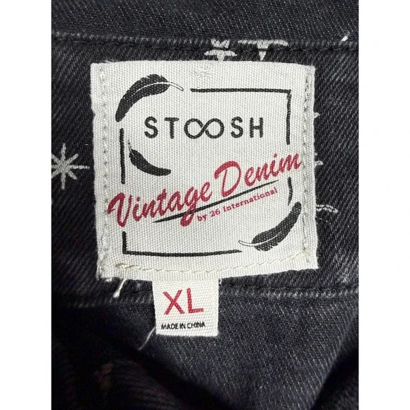 STOOSH Vintage Denim Jacket – Celestial Sun & Moon Print – Size Juniors XL - Picture 3 of 8